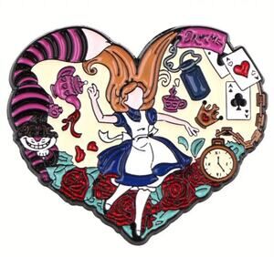 Alice in Wonderland Heart Enamel Pins 105-1